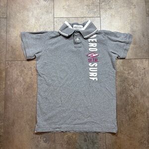 Y2K Retro Aeropostale SoCal Surf Gray & Pink Puff Embroidered Mens Fitted Polo